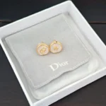 Dior Women D-Luck Stud Earrings Gold-Finish Metal and White Mother-of-Pearl