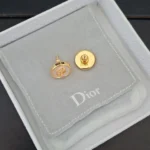 Dior Women D-Luck Stud Earrings Gold-Finish Metal and White Mother-of-Pearl