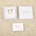 Dior Women Fleur de Glace Earrings Pale Gold-Finish Metal with White Resin Pearl