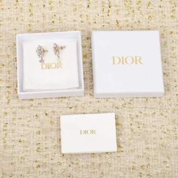 Dior Women Fleur de Glace Earrings Pale Gold-Finish Metal with White Resin Pearl