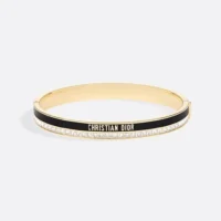 Dior Women Night Code Bangle Gold-Finish Metal White Crystals and Black Lacquer