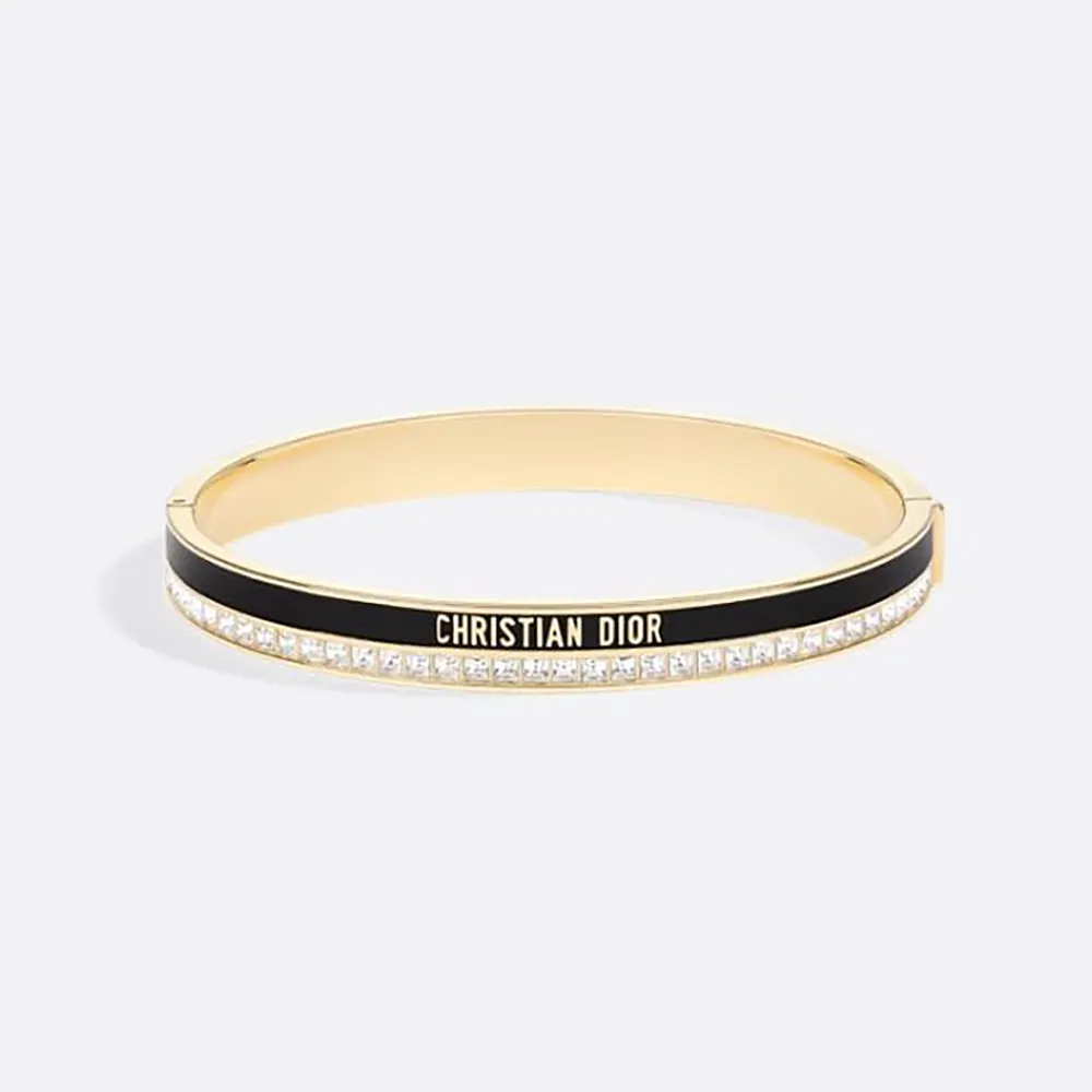 Dior Women Night Code Bangle Gold-Finish Metal White Crystals and Black Lacquer (1) Dior Women Night Code Bangle Gold-Finish Metal White Crystals and Black Lacquer