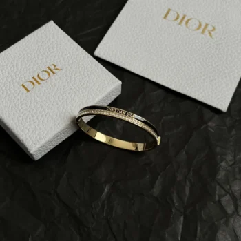 Dior Women Night Code Bangle Gold-Finish Metal White Crystals and Black Lacquer