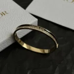 Dior Women Night Code Bangle Gold-Finish Metal White Crystals and Black Lacquer