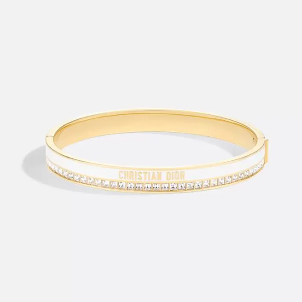 Dior Women Night Code Bangle Gold-Finish Metal White Crystals and White Lacquer (1) Dior Women Night Code Bangle Gold-Finish Metal White Crystals and White Lacquer