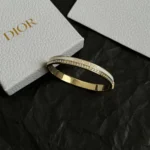 Dior Women Night Code Bangle Gold-Finish Metal White Crystals and White Lacquer
