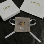 Dior Women Night Code Ring Gold-Finish Metal White Crystals and Black Lacquer