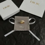 Dior Women Night Code Ring Gold-Finish Metal White Crystals and White Lacquer