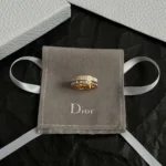 Dior Women Night Code Ring Gold-Finish Metal White Crystals and White Lacquer