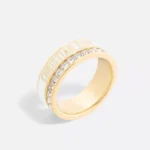 Dior Women Night Code Ring Gold-Finish Metal White Crystals and White Lacquer