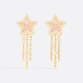 Dior Women Petit CD Lucky Baroque Earrings Gold-Finish Metal Silver-Tone Crystals