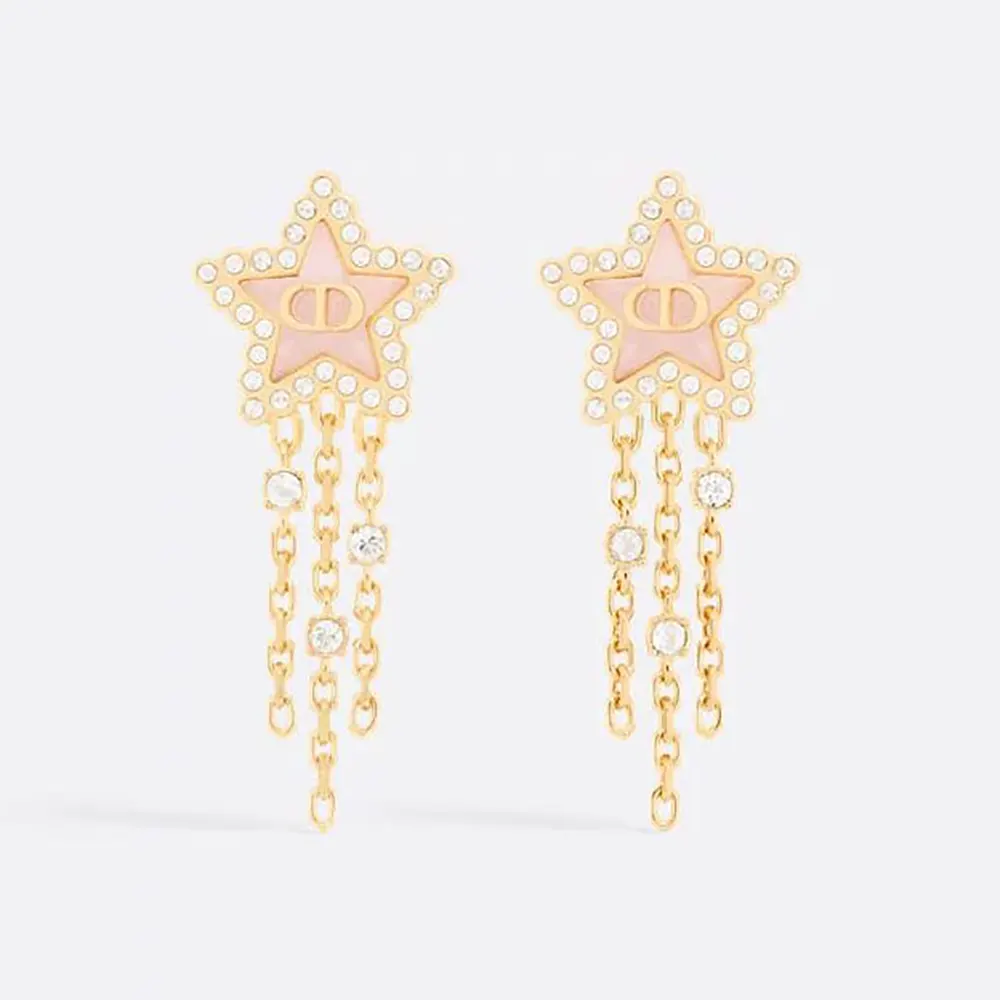 Dior Women Petit CD Lucky Baroque Earrings Gold-Finish Metal Silver-Tone Crystals (1) Dior Women Petit CD Lucky Baroque Earrings Gold-Finish Metal Silver-Tone Crystals