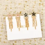Dior Women Petit CD Lucky Baroque Earrings Gold-Finish Metal Silver-Tone Crystals