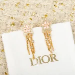 Dior Women Petit CD Lucky Baroque Earrings Gold-Finish Metal Silver-Tone Crystals