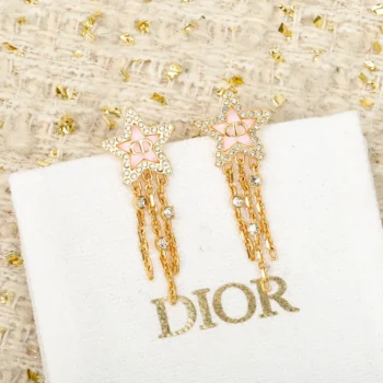Dior Women Petit CD Lucky Baroque Earrings Gold-Finish Metal Silver-Tone Crystals