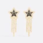 Dior Women Petit CD Lucky Baroque Earrings Gold-Finish Metal Silver-Tone Crystals D92B