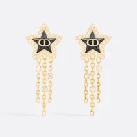 Dior Women Petit CD Lucky Baroque Earrings Gold-Finish Metal Silver-Tone Crystals D92B
