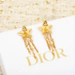 Dior Women Petit CD Lucky Baroque Earrings Gold-Finish Metal Silver-Tone Crystals D92B