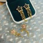 Dior Women Petit CD Lucky Baroque Earrings Gold-Finish Metal Silver-Tone Crystals D92B