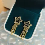 Dior Women Petit CD Lucky Baroque Earrings Gold-Finish Metal Silver-Tone Crystals D92B