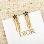 Dior Women Petit CD Lucky Baroque Earrings Gold-Finish Metal Silver-Tone Crystals D92B