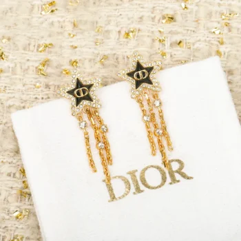 Dior Women Petit CD Lucky Baroque Earrings Gold-Finish Metal Silver-Tone Crystals D92B