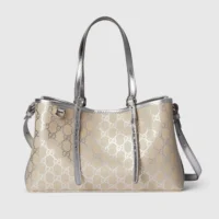 Gucci Women GG Emblem Medium Tote Bag-Light Beige ‎815214FAFEL