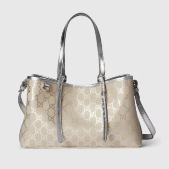 Gucci Women GG Emblem Medium Tote Bag-Light Beige ‎815214FAFEL