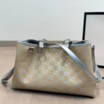 Gucci Women GG Emblem Medium Tote Bag-Light Beige ‎815214FAFEL