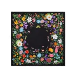 Gucci Women GG Flora Print Silk Carré Multicolor Black Twill