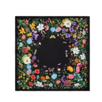 Gucci Women GG Flora Print Silk Carré Multicolor Black Twill