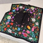 Gucci Women GG Flora Print Silk Carré Multicolor Black Twill