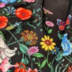 Gucci Women GG Flora Print Silk Carré Multicolor Black Twill