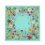 Gucci Women GG Flora Print Silk Carré Multicolor Blue Twill