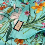 Gucci Women GG Flora Print Silk Carré Multicolor Blue Twill