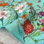 Gucci Women GG Flora Print Silk Carré Multicolor Blue Twill