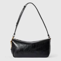 Gucci Women Half Horsebit Medium Shoulder Bag-Black 860787AAF1G