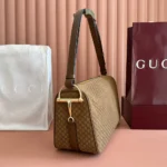 Gucci Women Half Horsebit Medium Shoulder Bag-Brown 860787AAEE7