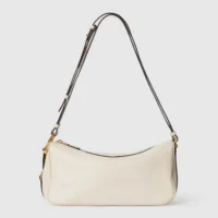 Gucci Women Half Horsebit Medium Shoulder Bag-White ‎860787AAFDM