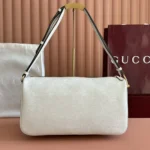 Gucci Women Half Horsebit Medium Shoulder Bag-White ‎860787AAFDM