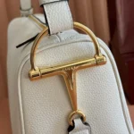 Gucci Women Half Horsebit Medium Shoulder Bag-White ‎860787AAFDM