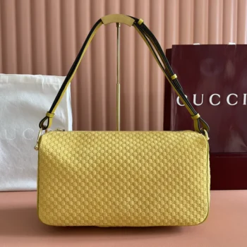 Gucci Women Half Horsebit Medium Shoulder Bag-Yellow ‎860787AAEE7