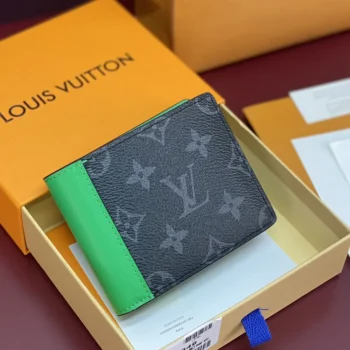 Louis Vuitton LV Unisex Slender Wallet Monogram Eclipse Coated Canvas-Green M25849