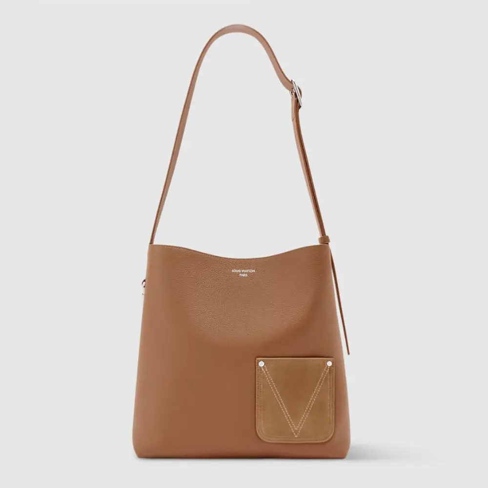 Louis Vuitton LV Unisex Verso Hobo LV Touch Calfskin Leather-Tan M26745 (1) Louis Vuitton LV Unisex Verso Hobo LV Touch Calfskin Leather-Tan M26745