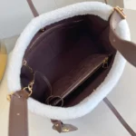 Louis Vuitton LV Women CarryAll PM Suede Calfskin Leather and Shearling-Chocolate