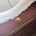 Louis Vuitton LV Women CarryAll PM Suede Calfskin Leather and Shearling-Chocolate