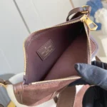 Louis Vuitton LV Women CarryAll PM Suede Calfskin Leather and Shearling-Chocolate