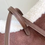 Louis Vuitton LV Women CarryAll PM Suede Calfskin Leather and Shearling-Chocolate