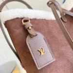 Louis Vuitton LV Women CarryAll PM Suede Calfskin Leather and Shearling-Chocolate