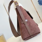 Louis Vuitton LV Women CarryAll PM Suede Calfskin Leather and Shearling-Chocolate